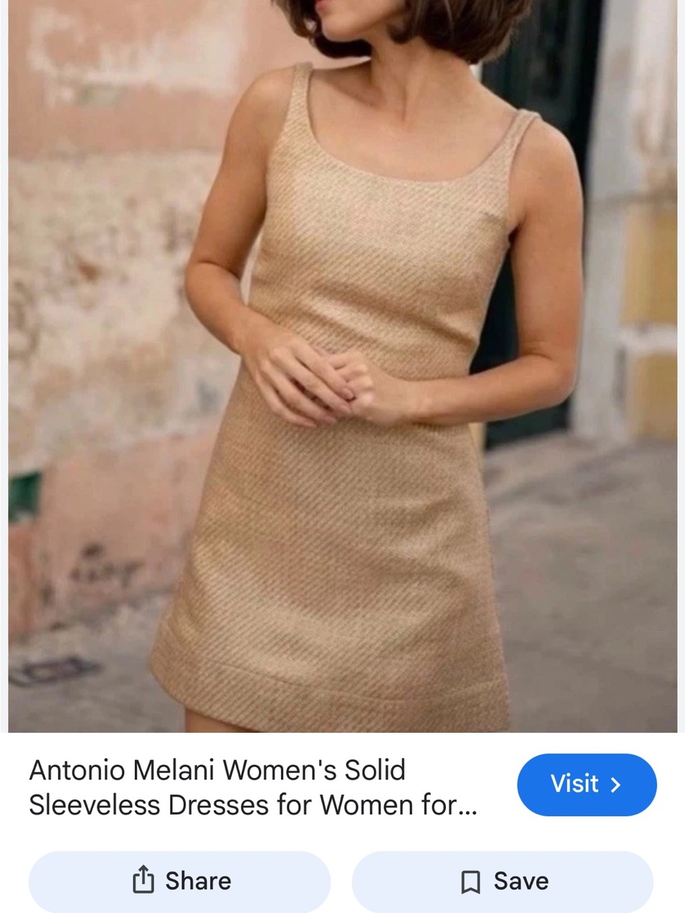 ANTONIO MELANI Tan Textured Sleeveless Mini Dress